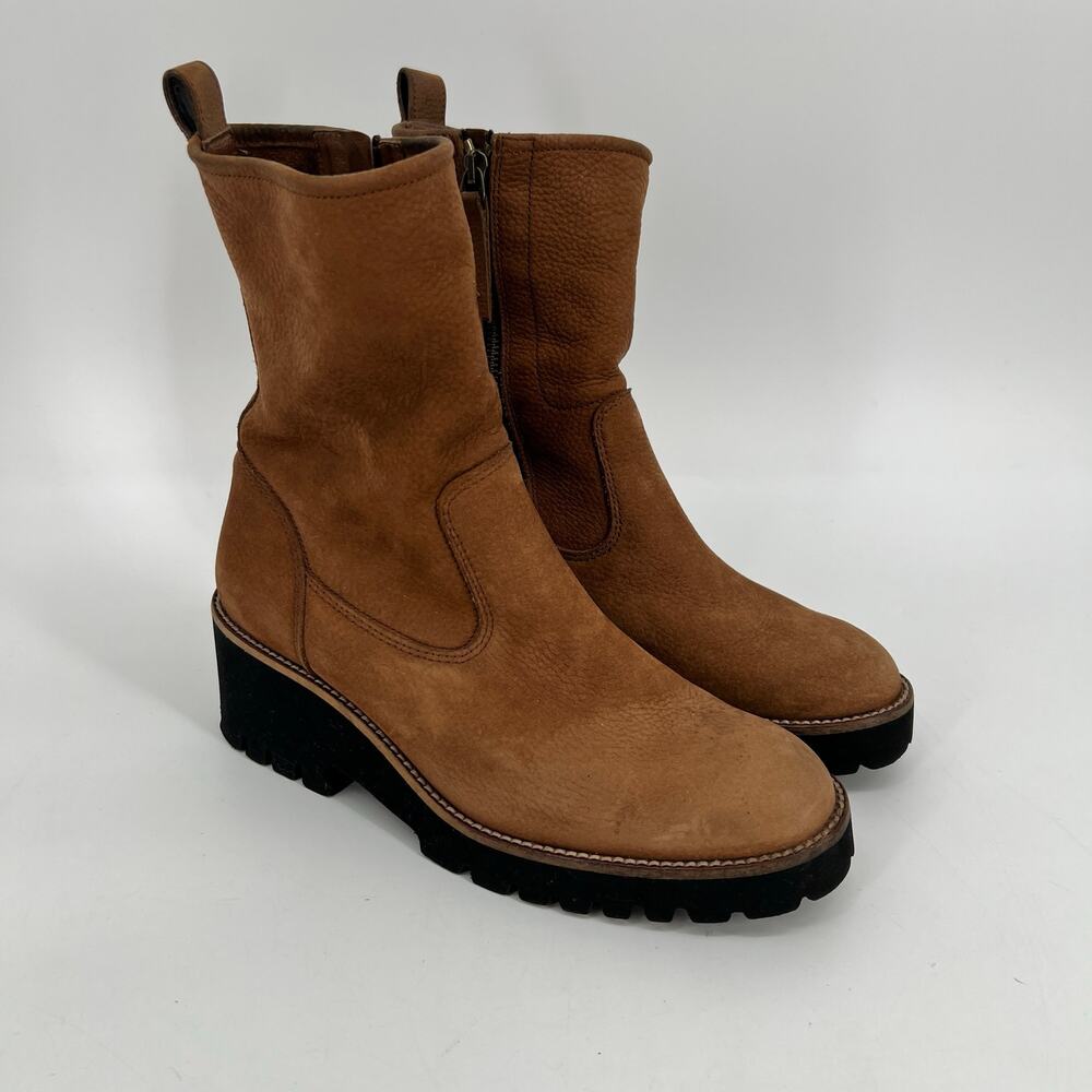 Paul Green Newbury Wedge Suede Boots Womens UK 4.5 US 7 Brown Leather Lug Sole